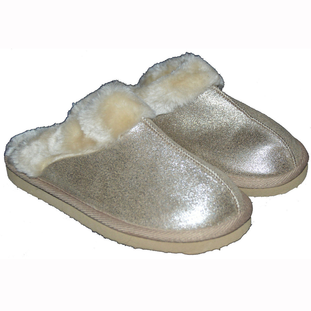 Gap NWT Metallic Faux Fur Slide Slides Clog Slippers 5/6
